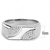 DA280 - High polished (no plating) Stainless Steel Ring with AAA Grade CZ  in Clear