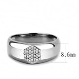 DA281 - High polished (no plating) Stainless Steel Ring with AAA Grade CZ in Clear - Alamode - Flyclothing LLC