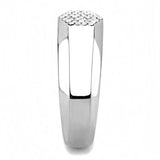 DA281 - High polished (no plating) Stainless Steel Ring with AAA Grade CZ in Clear - Alamode - Flyclothing LLC