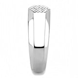 DA281 - High polished (no plating) Stainless Steel Ring with AAA Grade CZ  in Clear - Alamode
