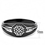 DA282 - IP Black(Ion Plating) Stainless Steel Ring with AAA Grade CZ in Clear - Alamode - Flyclothing LLC