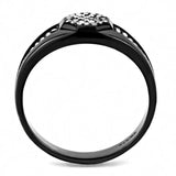 DA282 - IP Black(Ion Plating) Stainless Steel Ring with AAA Grade CZ in Clear - Alamode - Flyclothing LLC