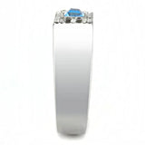 DA283 - High polished (no plating) Stainless Steel Ring with Top Grade Crystal in Sea Blue - Alamode - Flyclothing LLC