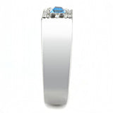 DA283 - High polished (no plating) Stainless Steel Ring with Top Grade Crystal  in Sea Blue - Alamode