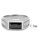 DA284 - High polished (no plating) Stainless Steel Ring with AAA Grade CZ in Black Diamond - Alamode - Flyclothing LLC