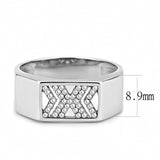 DA285 - High polished (no plating) Stainless Steel Ring with AAA Grade CZ in Clear - Alamode - Flyclothing LLC