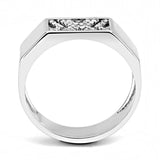 DA285 - High polished (no plating) Stainless Steel Ring with AAA Grade CZ  in Clear - Alamode