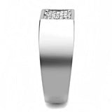 DA285 - High polished (no plating) Stainless Steel Ring with AAA Grade CZ in Clear - Alamode - Flyclothing LLC