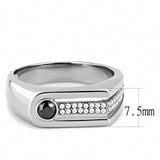 DA286 - High polished (no plating) Stainless Steel Ring with AAA Grade CZ in Black Diamond - Alamode - Flyclothing LLC
