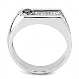 DA286 - High polished (no plating) Stainless Steel Ring with AAA Grade CZ  in Black Diamond - Alamode
