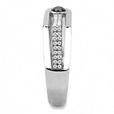 DA286 - High polished (no plating) Stainless Steel Ring with AAA Grade CZ  in Black Diamond - Alamode