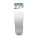 DA287 - High polished (no plating) Stainless Steel Ring with Synthetic in Sea Blue - Alamode - Flyclothing LLC