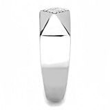 DA288 - High polished (no plating) Stainless Steel Ring with AAA Grade CZ  in Clear