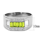DA289 - High polished (no plating) Stainless Steel Ring with Top Grade Crystal  in Olivine color - Alamode