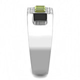 DA289 - High polished (no plating) Stainless Steel Ring with Top Grade Crystal in Olivine color - Alamode - Flyclothing LLC