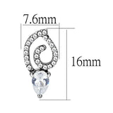 DA291 - High polished (no plating) Stainless Steel Earrings with AAA Grade CZ in Clear - Alamode - Flyclothing LLC