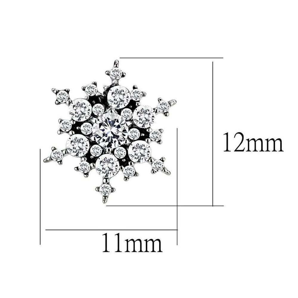 DA294 - High polished (no plating) Stainless Steel Earrings with AAA Grade CZ in Clear - Alamode - Flyclothing LLC