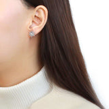 DA294 - High polished (no plating) Stainless Steel Earrings with AAA Grade CZ in Clear - Alamode - Flyclothing LLC