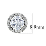DA295 - High polished (no plating) Stainless Steel Earrings with AAA Grade CZ in Clear - Alamode - Flyclothing LLC