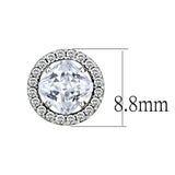 DA295 - High polished (no plating) Stainless Steel Earrings with AAA Grade CZ in Clear - Alamode - Flyclothing LLC
