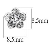 DA297 - High polished (no plating) Stainless Steel Earrings with AAA Grade CZ in Clear - Alamode - Flyclothing LLC