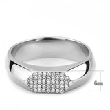 DA302 - No Plating Stainless Steel Ring with AAA Grade CZ in Clear - Alamode - Flyclothing LLC