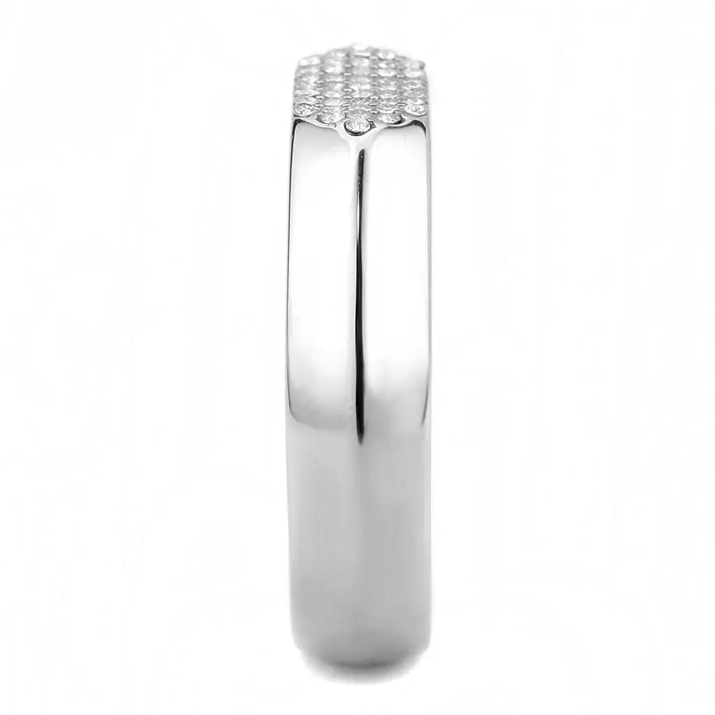 DA302 - No Plating Stainless Steel Ring with AAA Grade CZ in Clear - Alamode - Flyclothing LLC