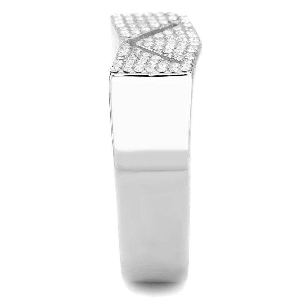 DA303 - No Plating Stainless Steel Ring with AAA Grade CZ in Clear - Alamode - Flyclothing LLC