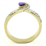 DA304 - IP Gold(Ion Plating) Stainless Steel Ring with AAA Grade CZ in Tanzanite - Alamode - Flyclothing LLC