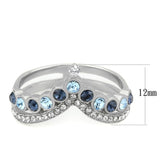 DA305 - No Plating Stainless Steel Ring with Top Grade Crystal  in Multi Color - Alamode