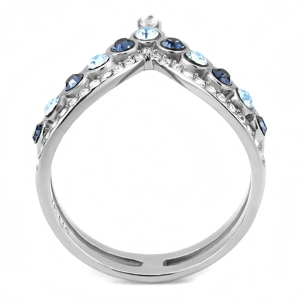 DA305 - No Plating Stainless Steel Ring with Top Grade Crystal in Multi Color - Alamode - Flyclothing LLC