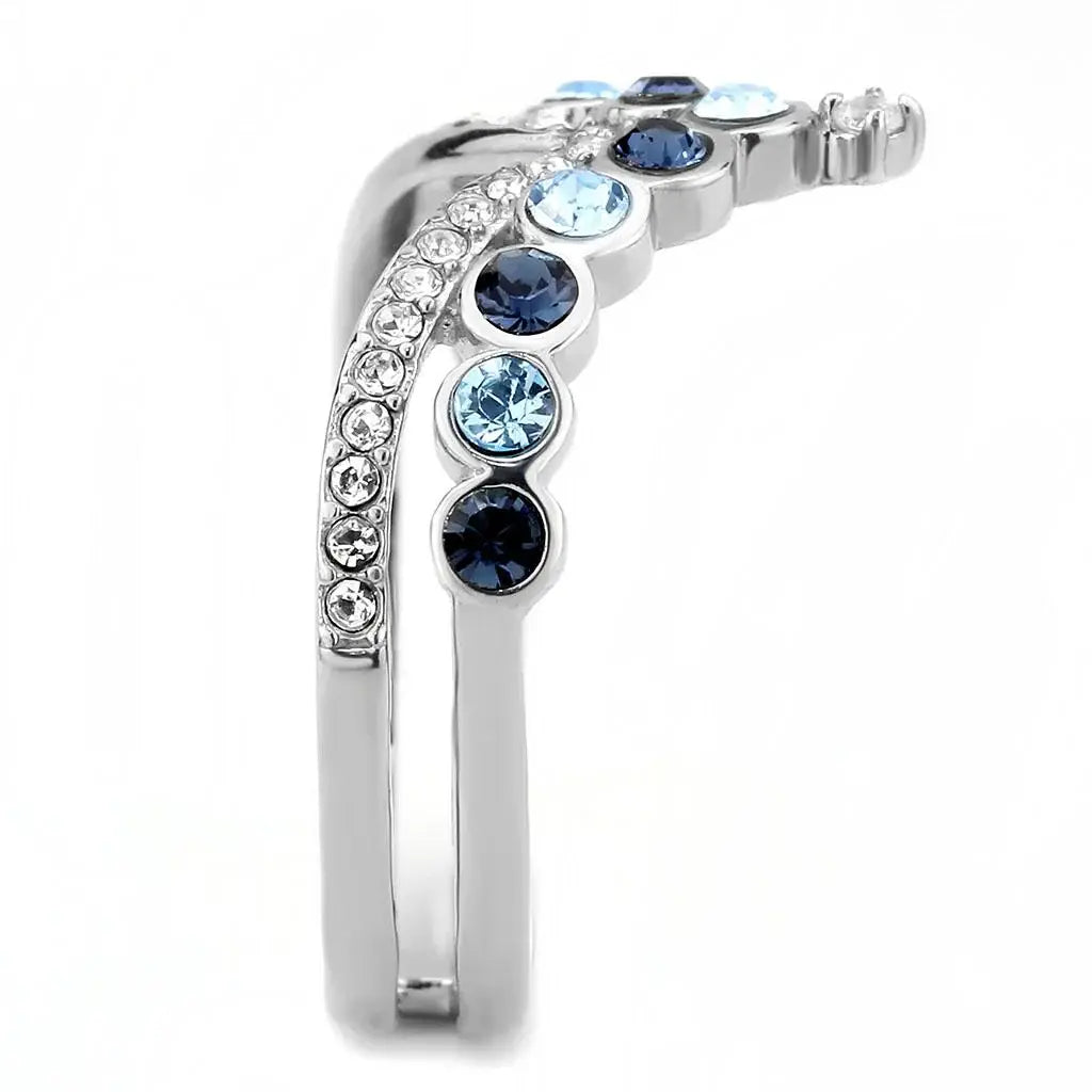 DA305 - No Plating Stainless Steel Ring with Top Grade Crystal in Multi Color - Alamode - Flyclothing LLC