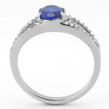 DA306 - No Plating Stainless Steel Ring with Synthetic Spinel in London Blue - Alamode - Flyclothing LLC