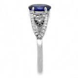 DA306 - No Plating Stainless Steel Ring with Synthetic Spinel in London Blue - Alamode - Flyclothing LLC