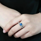 DA306 - No Plating Stainless Steel Ring with Synthetic Spinel in London Blue - Alamode - Flyclothing LLC