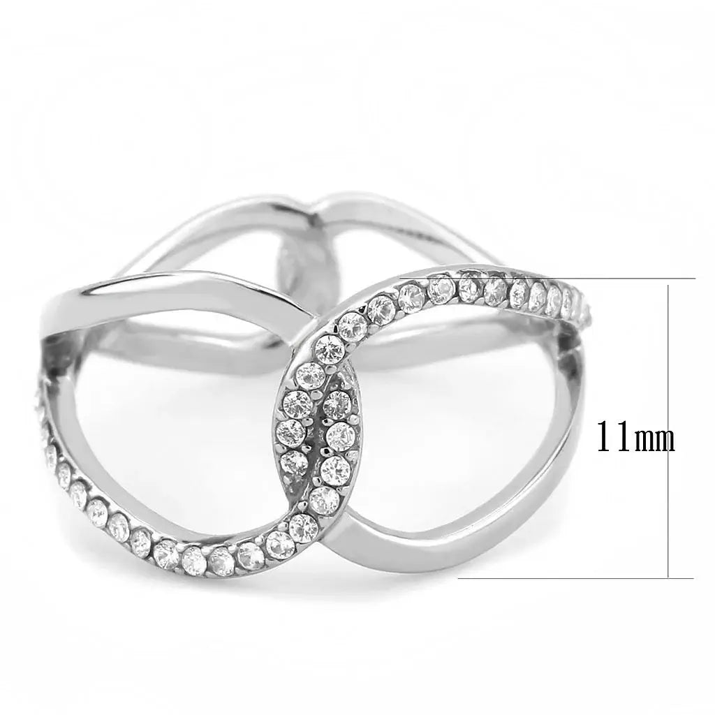 DA307 - No Plating Stainless Steel Ring with AAA Grade CZ in Clear - Alamode - Flyclothing LLC