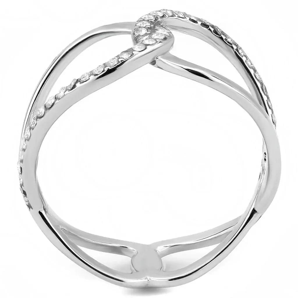 DA307 - No Plating Stainless Steel Ring with AAA Grade CZ in Clear - Alamode - Flyclothing LLC