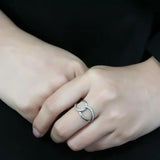DA307 - No Plating Stainless Steel Ring with AAA Grade CZ in Clear - Alamode - Flyclothing LLC