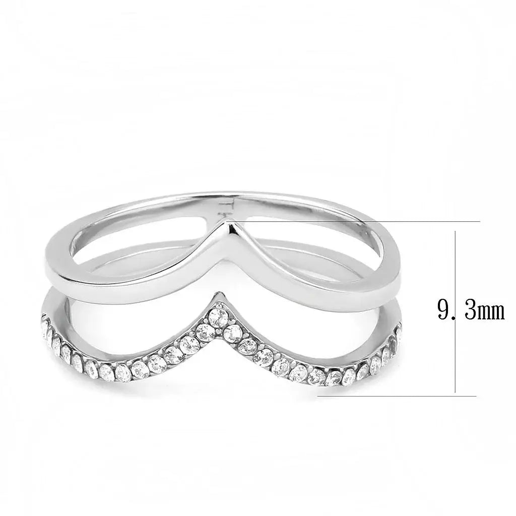DA308 - No Plating Stainless Steel Ring with AAA Grade CZ in Clear - Alamode - Flyclothing LLC