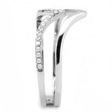 DA308 - No Plating Stainless Steel Ring with AAA Grade CZ in Clear - Alamode - Flyclothing LLC