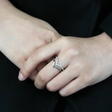 DA308 - No Plating Stainless Steel Ring with AAA Grade CZ in Clear - Alamode - Flyclothing LLC