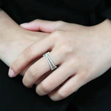 DA310 - No Plating Stainless Steel Ring with AAA Grade CZ in Clear - Alamode - Flyclothing LLC