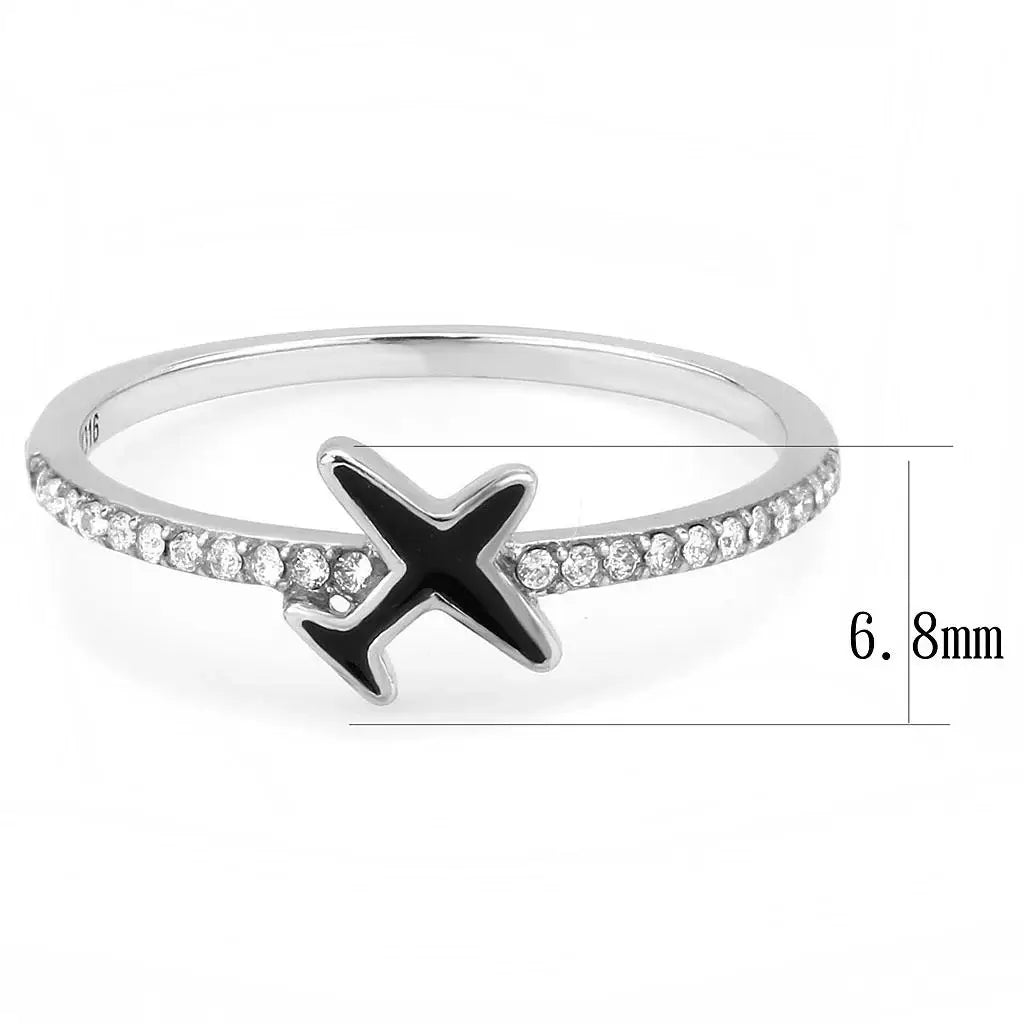DA311 - No Plating Stainless Steel Ring with Epoxy in Jet - Alamode - Flyclothing LLC