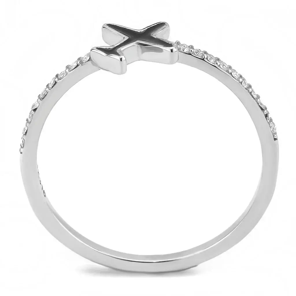 DA311 - No Plating Stainless Steel Ring with Epoxy in Jet - Alamode - Flyclothing LLC