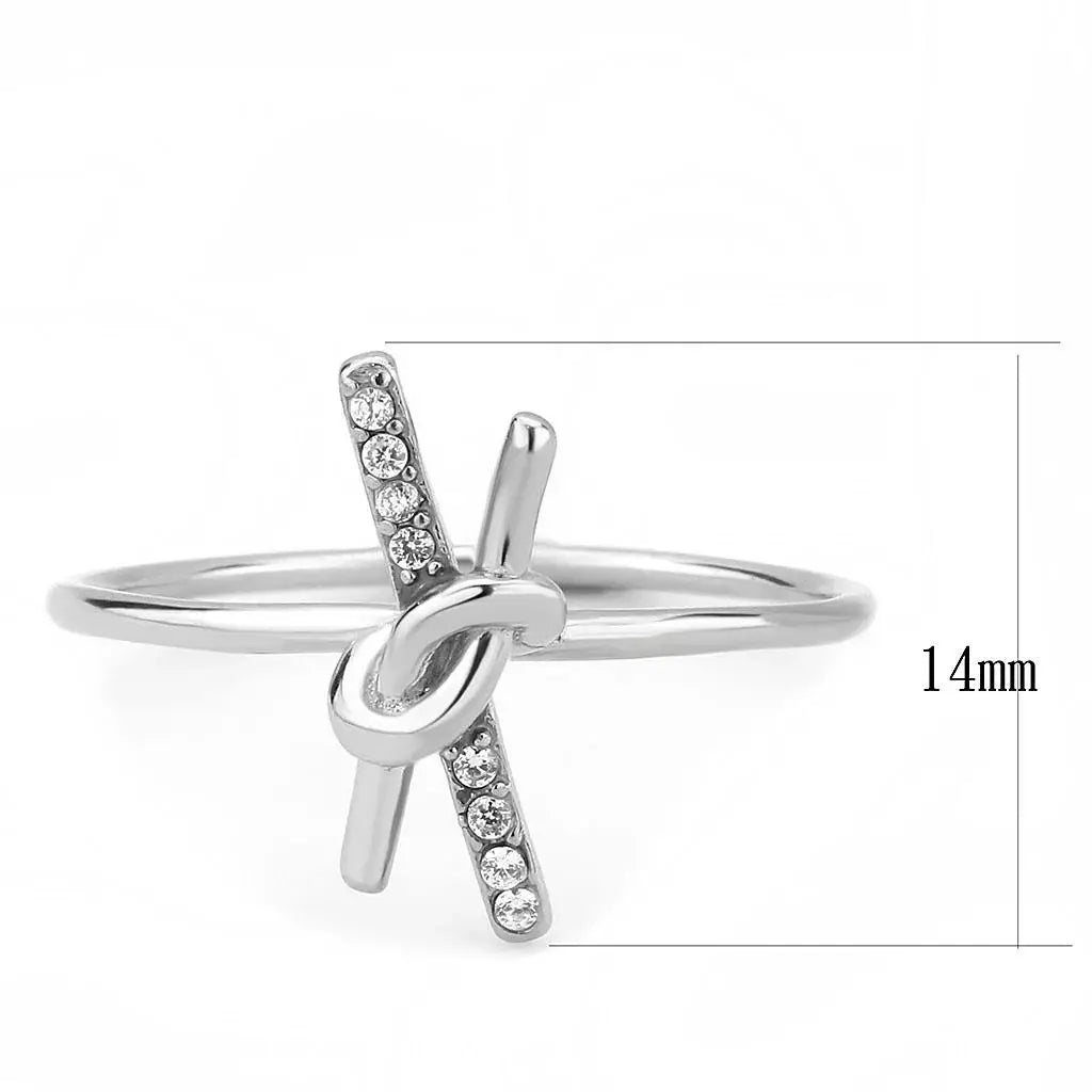 DA313 - No Plating Stainless Steel Ring with AAA Grade CZ in Clear - Alamode - Flyclothing LLC