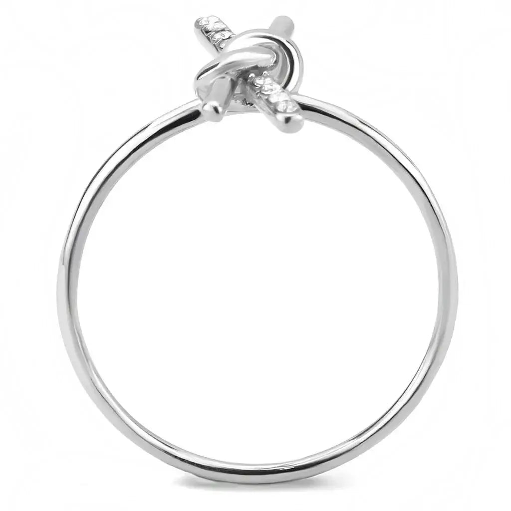 DA313 - No Plating Stainless Steel Ring with AAA Grade CZ in Clear - Alamode - Flyclothing LLC