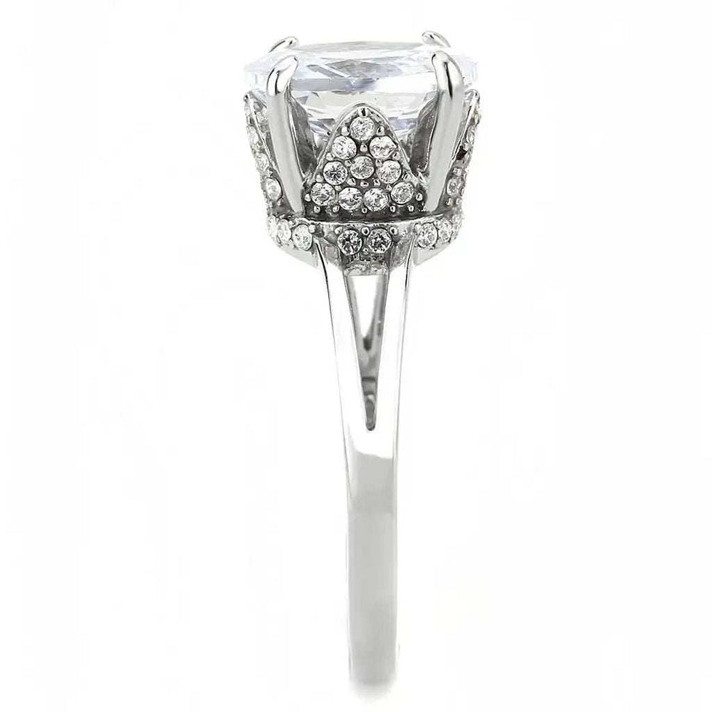 DA314 - No Plating Stainless Steel Ring with AAA Grade CZ in Clear - Alamode - Flyclothing LLC