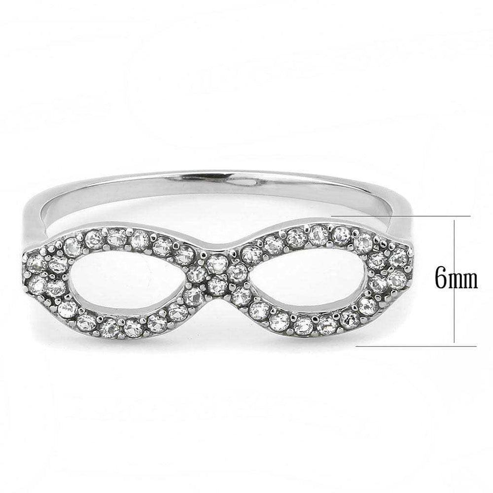 DA315 - No Plating Stainless Steel Ring with AAA Grade CZ in Clear - Alamode - Flyclothing LLC