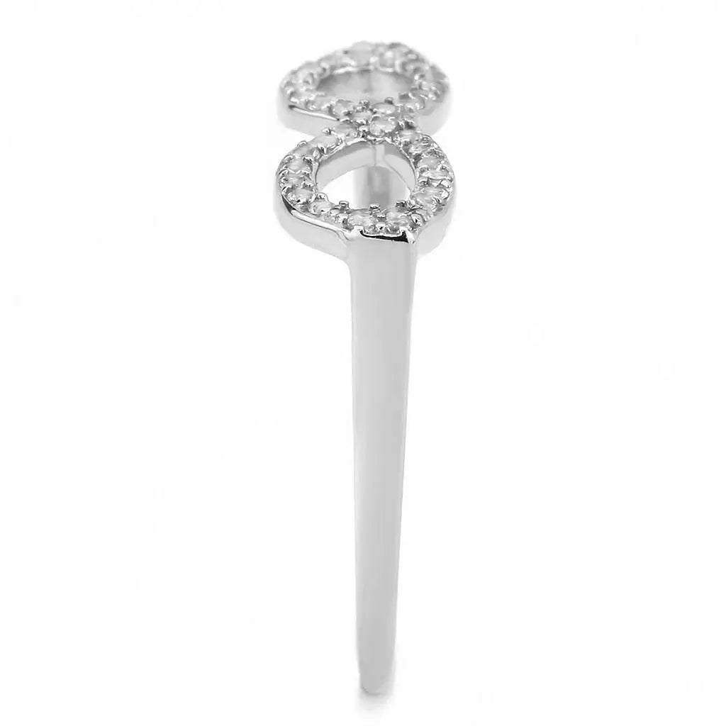 DA315 - No Plating Stainless Steel Ring with AAA Grade CZ in Clear - Alamode - Flyclothing LLC