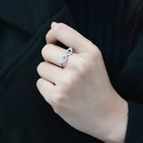 DA315 - No Plating Stainless Steel Ring with AAA Grade CZ in Clear - Alamode - Flyclothing LLC